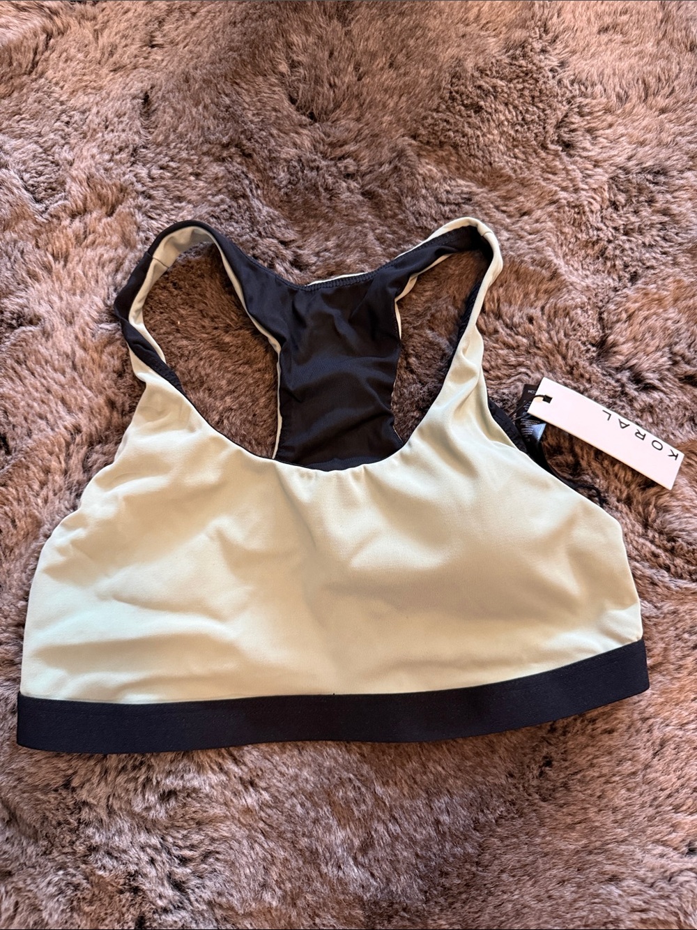 Koral Light Sage and Black Racerback Sports Bra